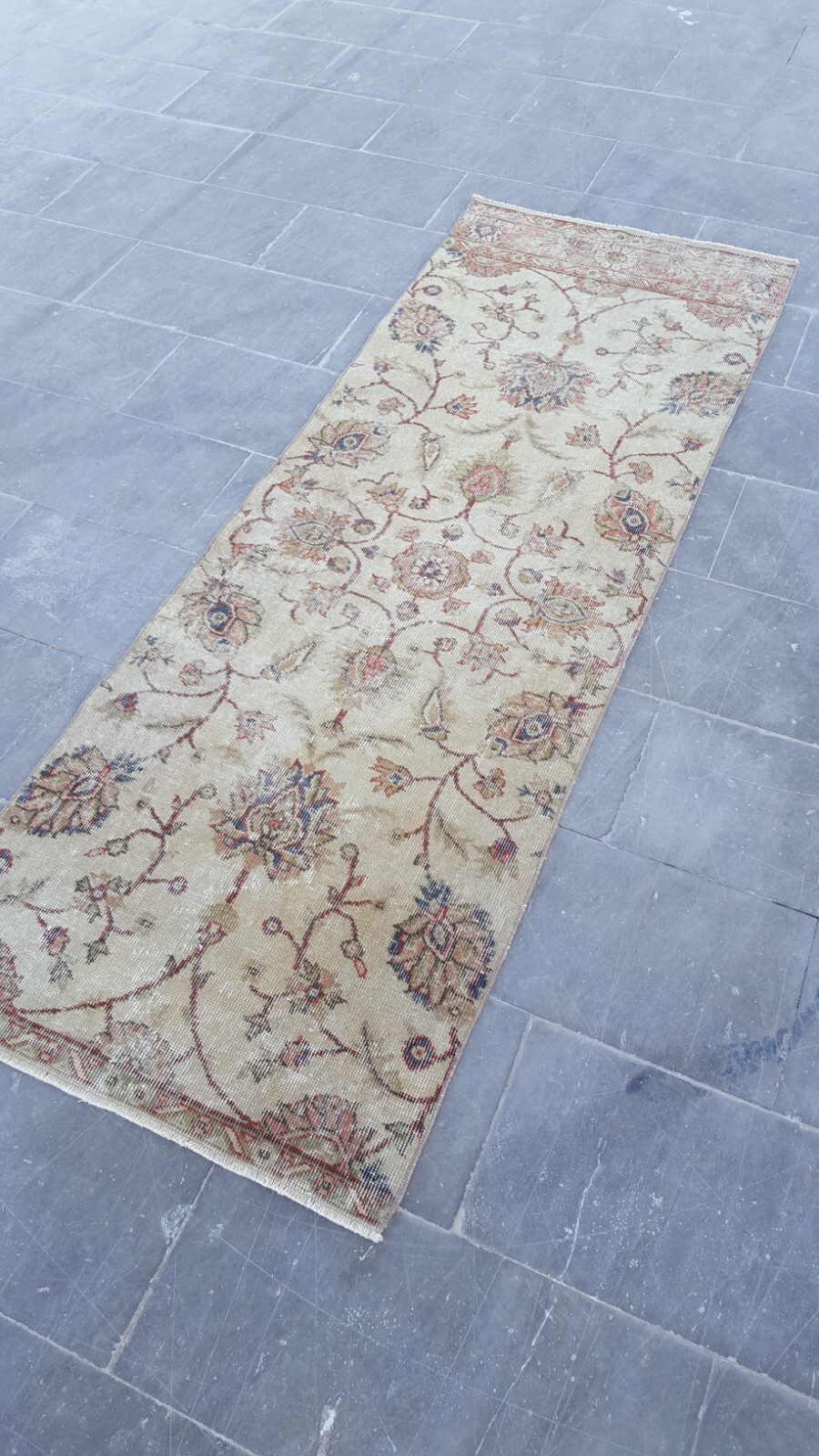 2.5×7 ft Vintage Turkish Runner Rug Wool Anatolian Handmade Hallway Oushak d