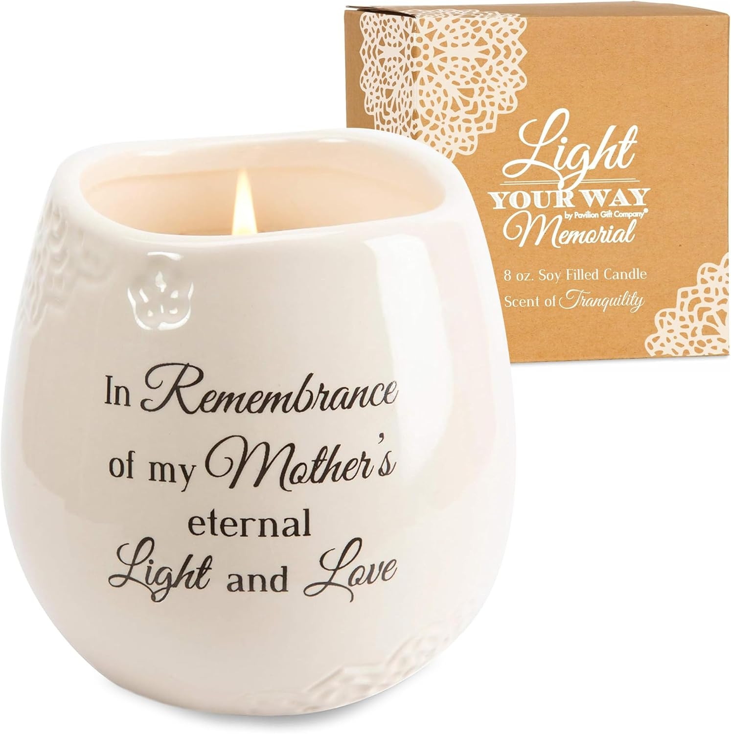 Pavilion Light Your Way Memorial Ceramic Vessel – 100% Soy Wax Candle with “In