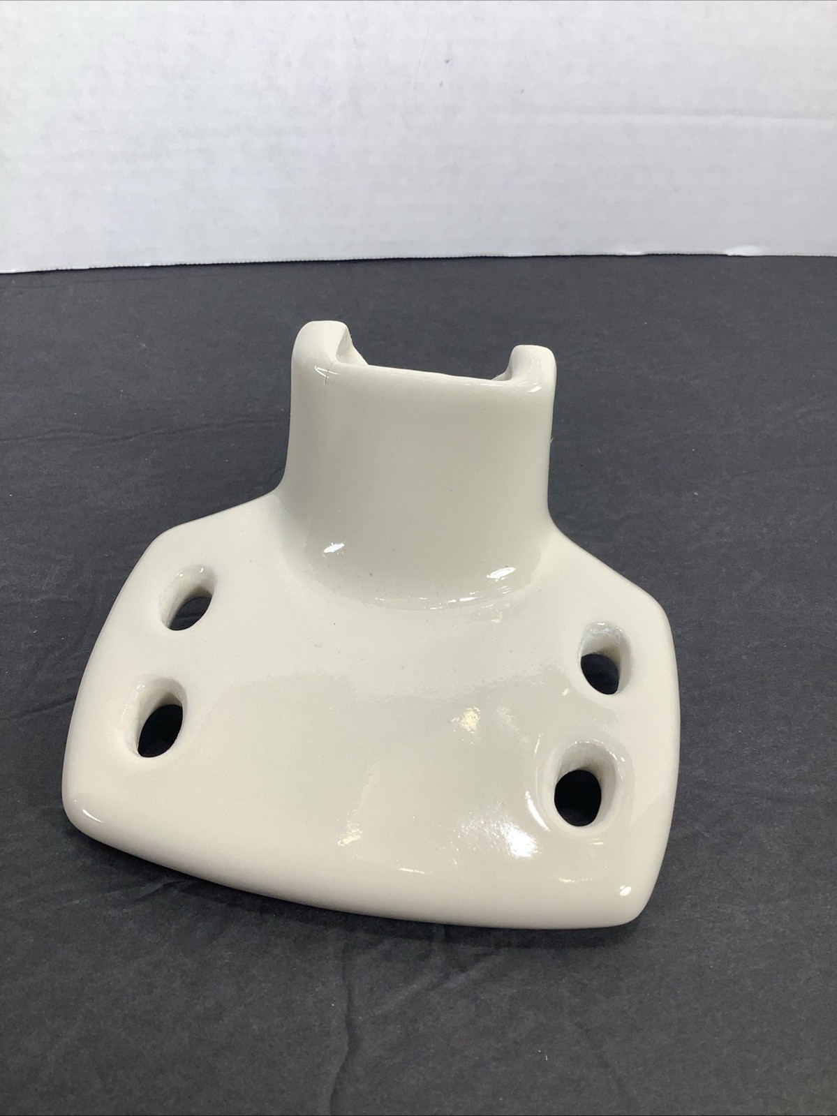 Porcelain Tooth Brush Holder 4.5”x 3.5” Wall Mount One Piece Bathroom~Ivory