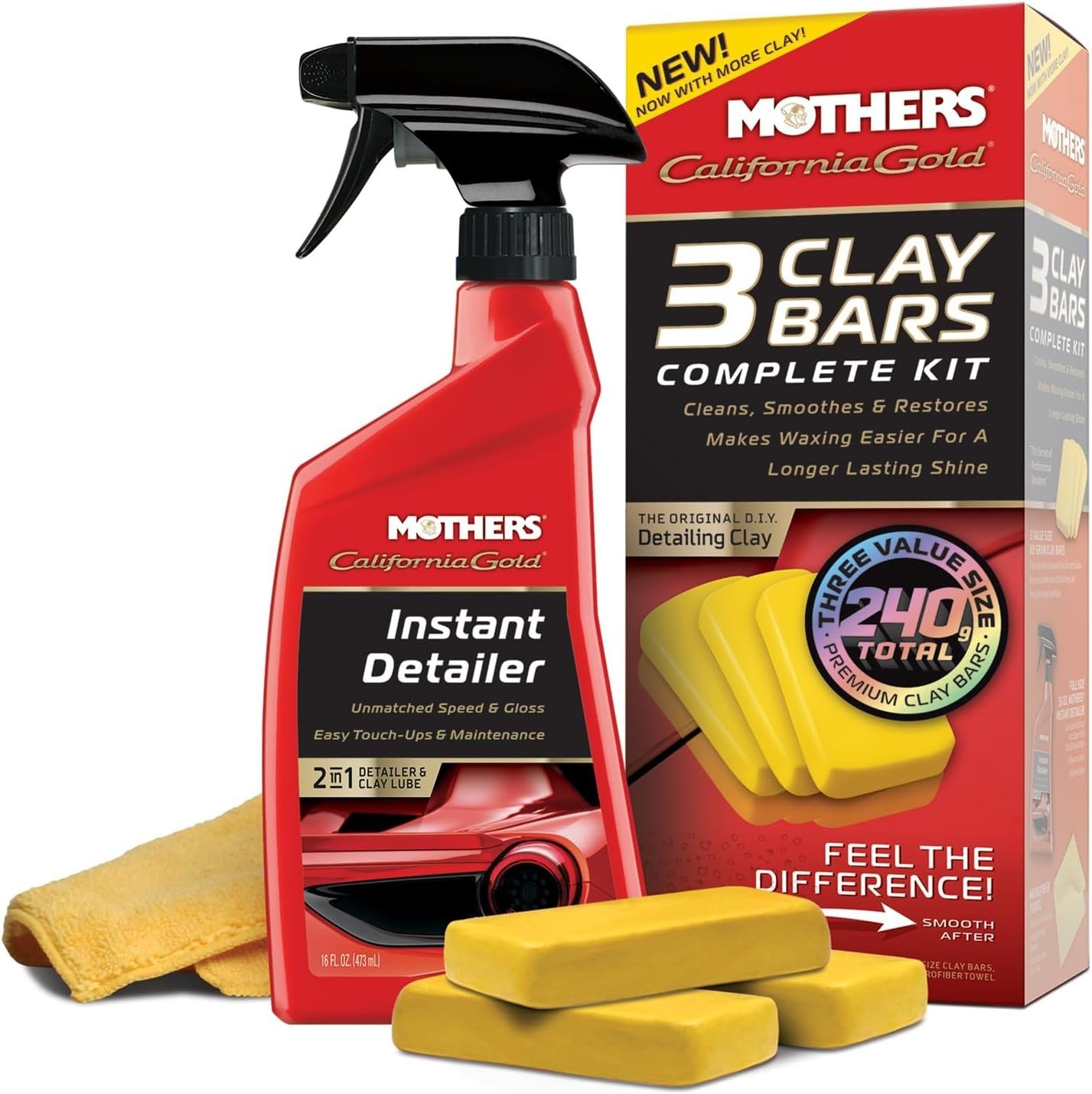 Complete Car Clay Bar Kit – 3 Bars + 16 oz. Detailer