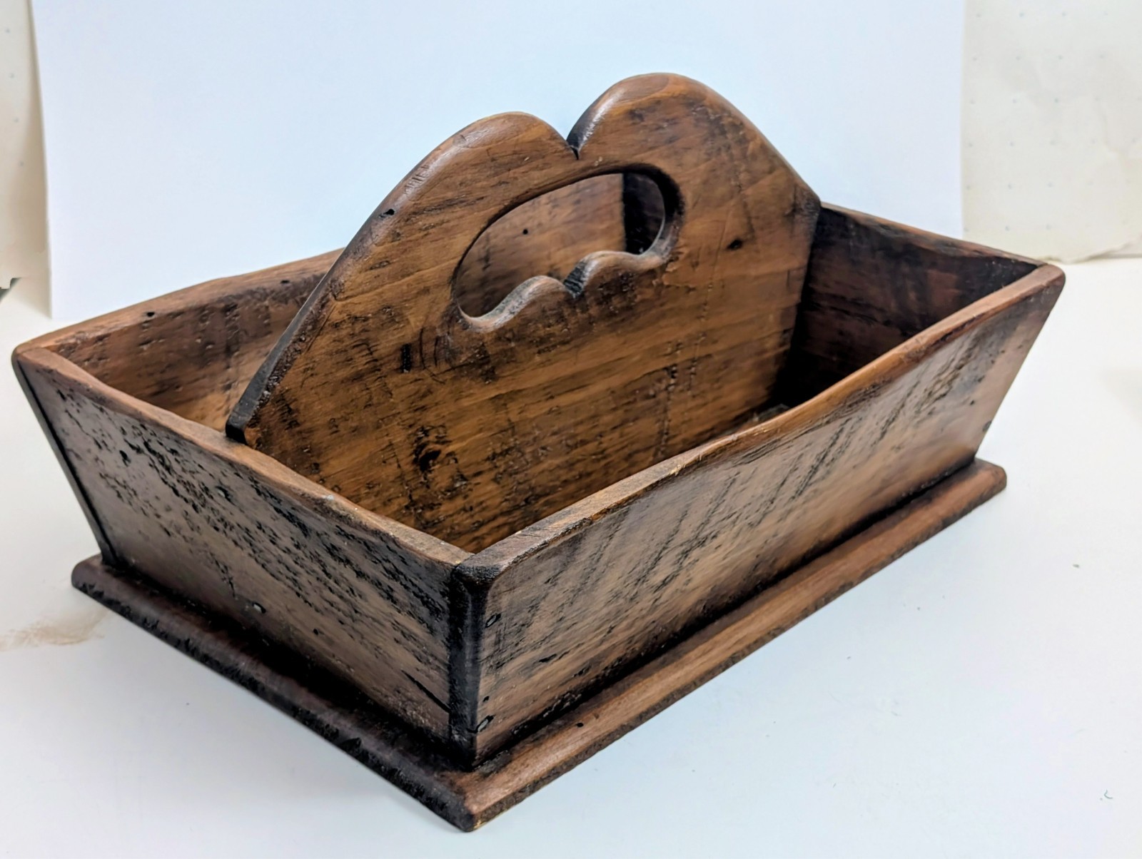 Antique 19th Century Primitive Wooden Caddy – Hand-Signed “A. Lawler”