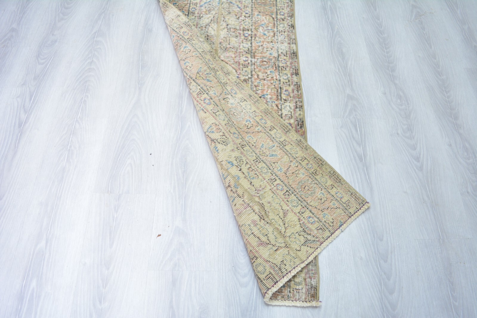 Colorful Handmade Patchwork Vintage Runner, 2×5.4ft, Faded Turkish Floral Runner