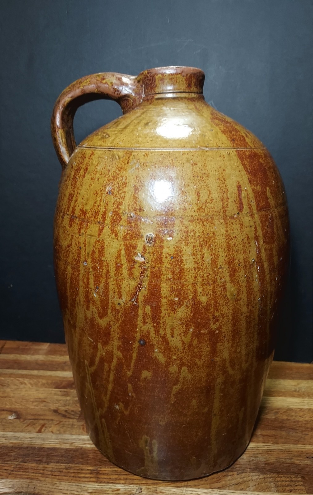 Antique Stoneware Tabacco Spit Glaze #5 Ovoid Jug 1855-1870
