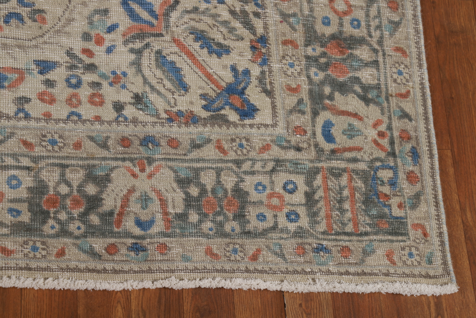 Traditional Vintage Ivory Handmade Wool Geometric Tebriz Area Rug 7×10 Carpet