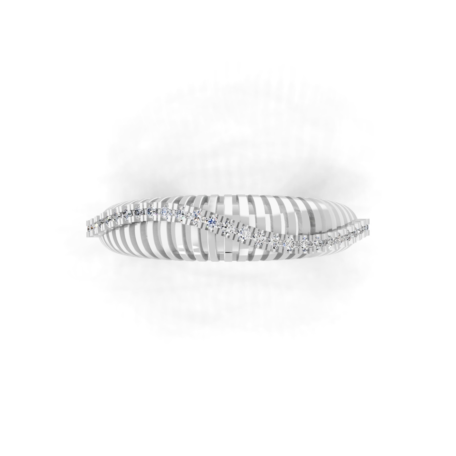 9K Solid White Gold Round 0.17 Ct Grown Diamond Lovely Band Ring Gift for Wife