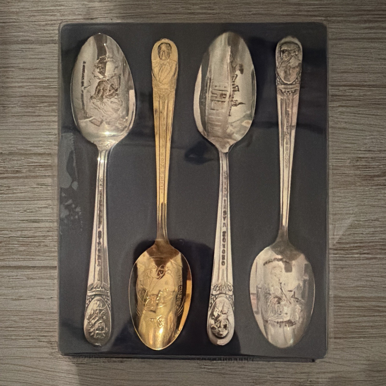 Jefferson, Kennedy, Washington, Adams collectible presidential spoons