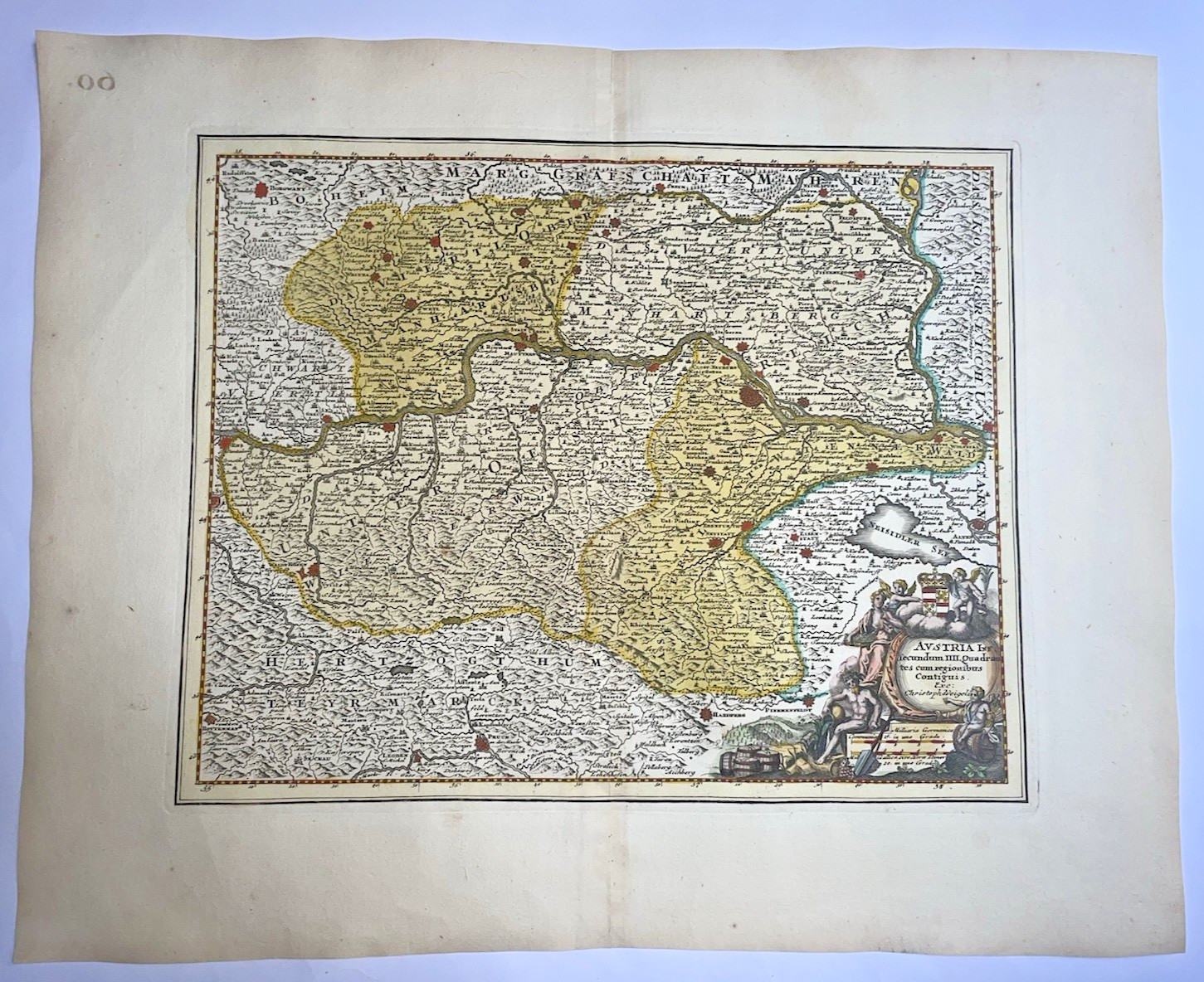 SOUTHERN AUSTRIA 1719 CHRISTOPHER WEIGEL LARGE ANTIQUE MAP 18TH CENTURY