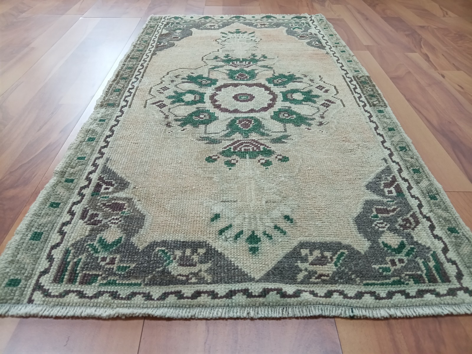 Rare Pattern Green Carpet, Handmade Beige Luxury Decor Rug Free Shipping Rug