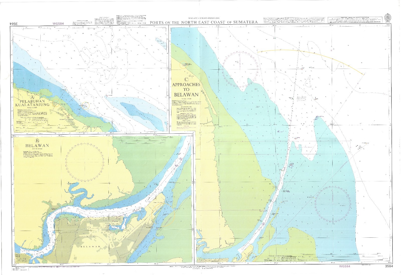 Admiralty 3584 Ports On The North East Coast Of Sumatera Malacca Strait Map Wall