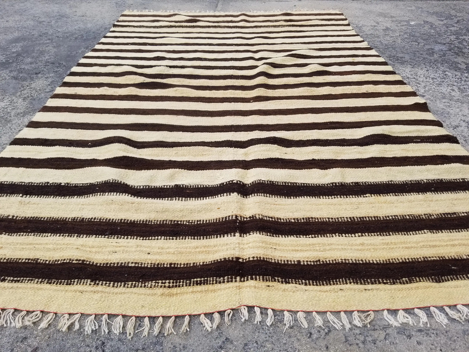 Vintage Handmade Turkish Anatolian Striped Wool Multicolor Kilim 6.1×3.9 ft