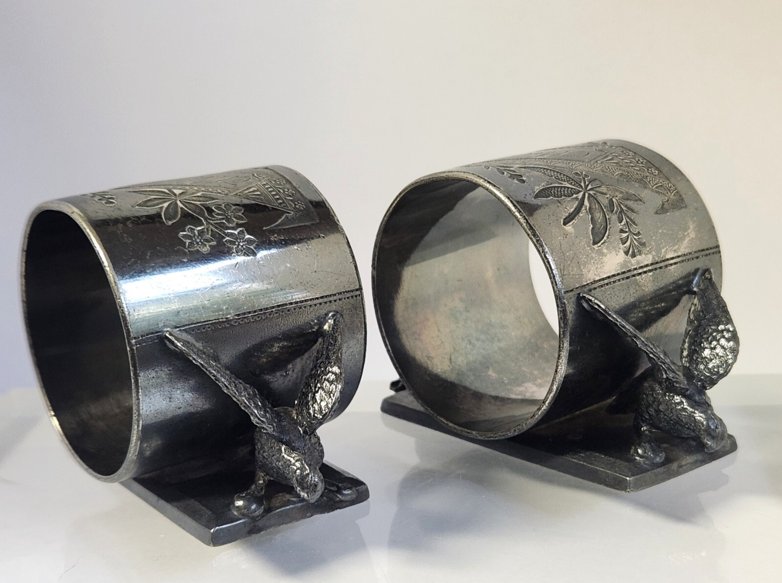 Victorian Napkin Ring Holders Silverplate Rogers Smith Co Monogram Michael Mary