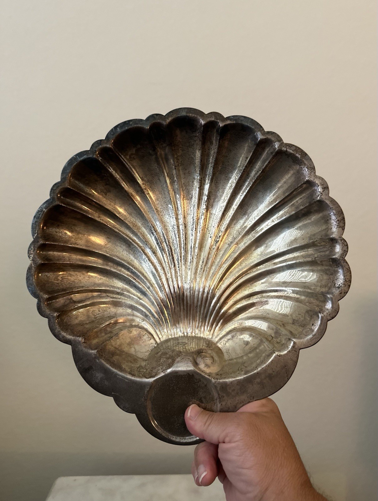 VTG Silver Plated Scallop Shell Footed Bowl Coastal Victorian Centerpiece Decor