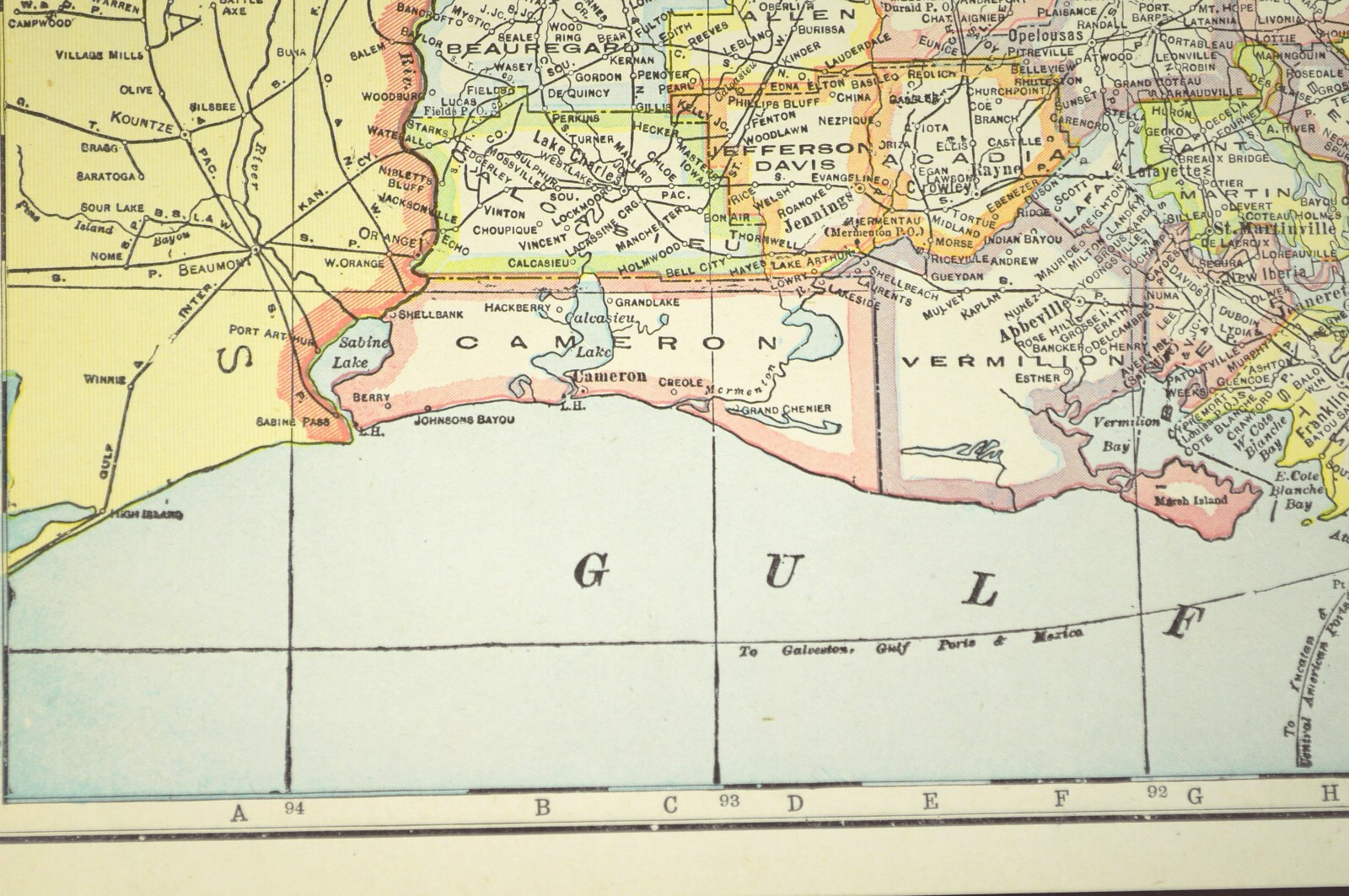 Vintage LOUISIANA Map Wall Art Original Lake Pontchartrain New Orleans Antique