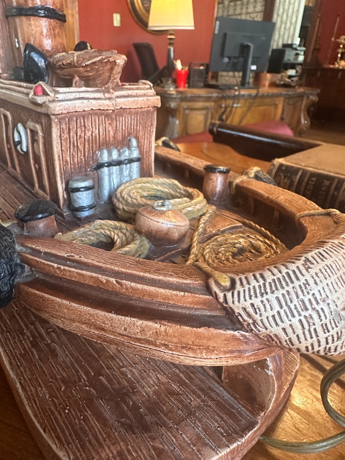 Apsit Bros Tugboat Lamp “Albatross” –20.5″ Nautical Folk Art beach house LARGE