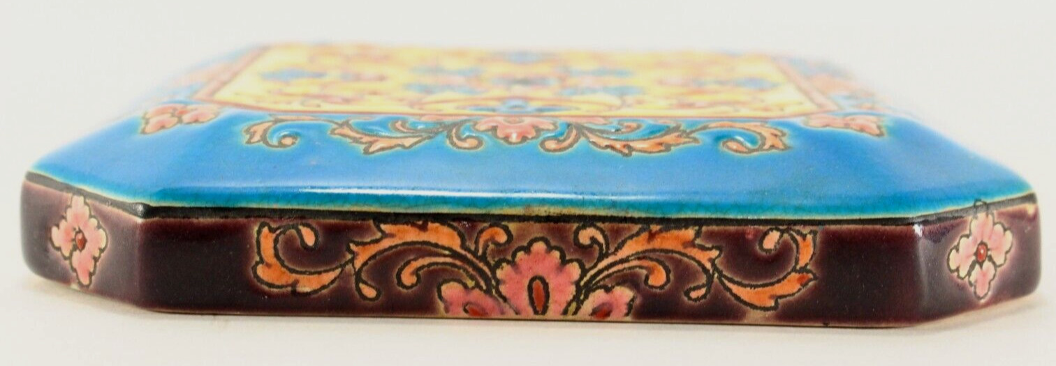 = 1920-1936 LONGWY Square Faience Box, Kenilworth Studio, France
