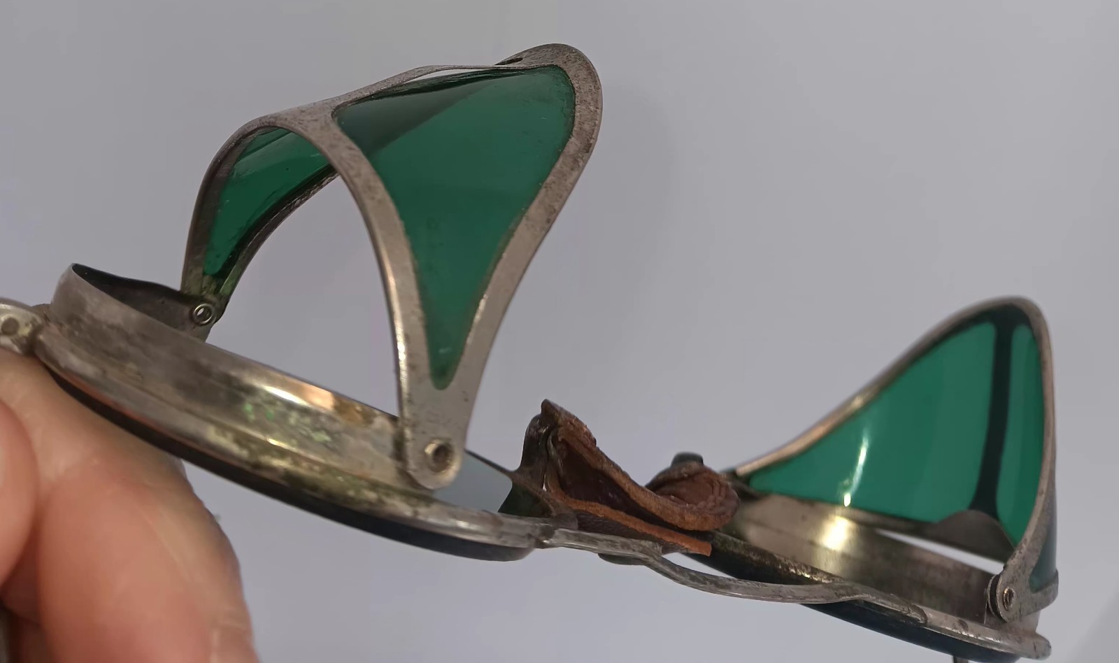 Antique Willson Green Goggles Sunglasses Vtg Steampunk Old Safety Glasses Specs