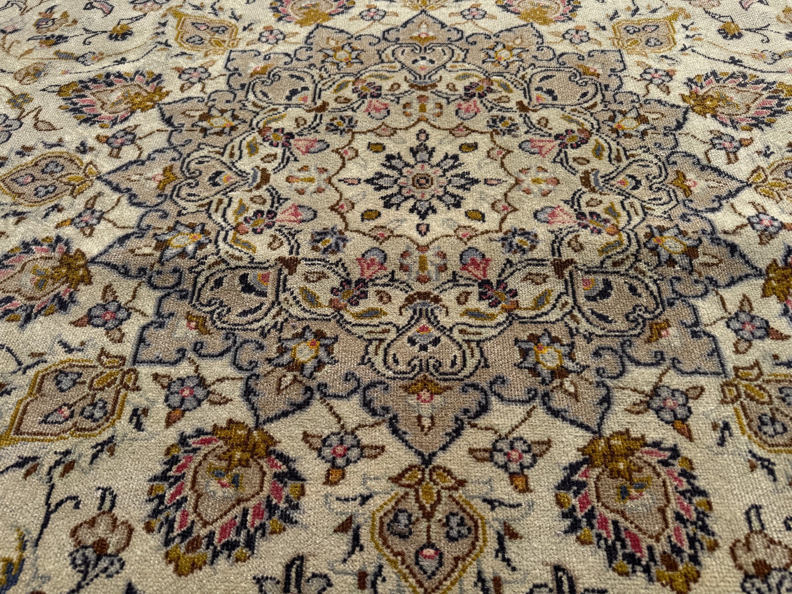 8×10 ANTIQUE ORIENTAL RUG MUTED HAND-KNOTTED vintage handmade neutral beige 8×11