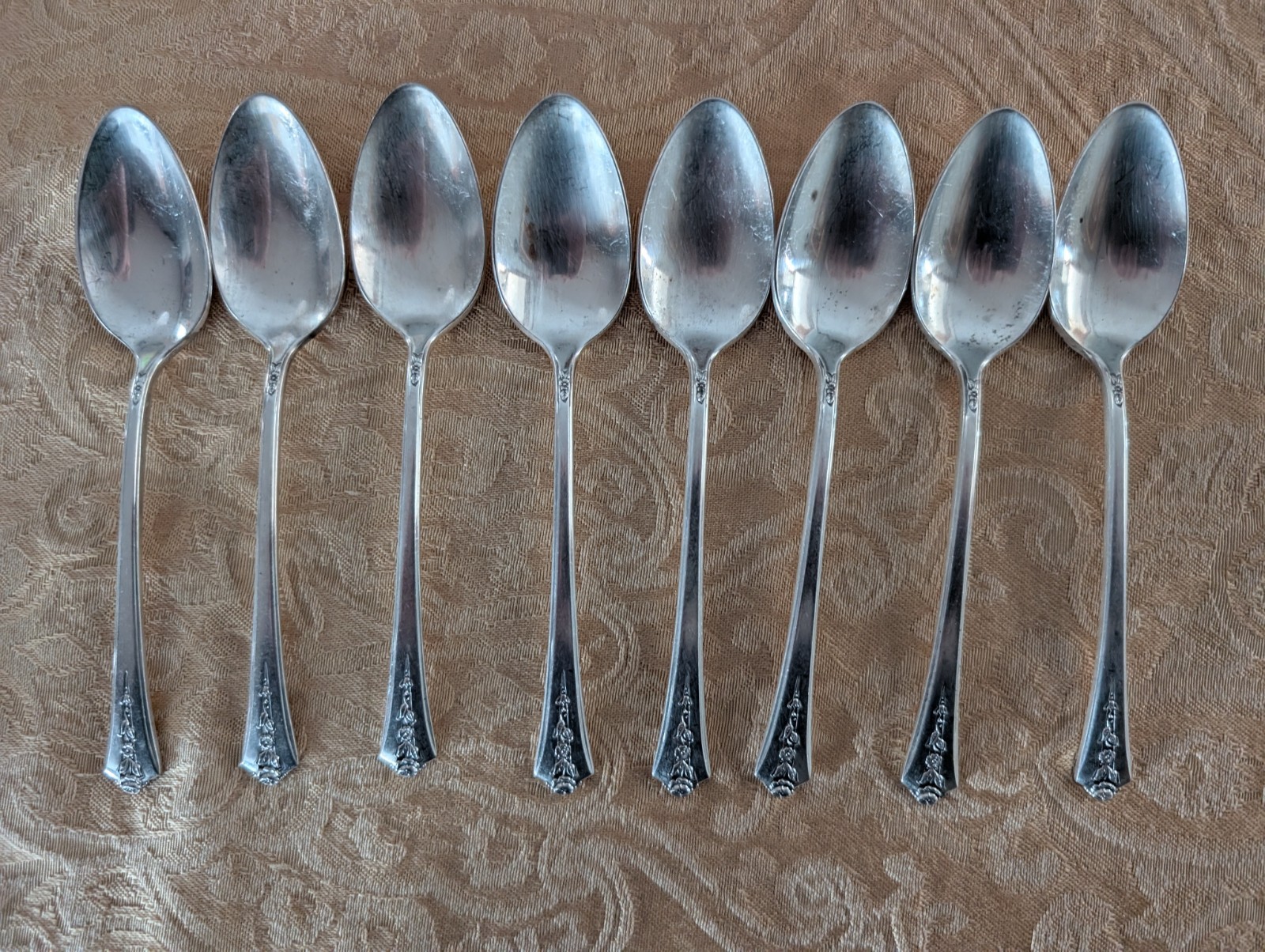 8x Five O’Clock Teaspoon Spring Garden (Silverplate, 1949) International Silver