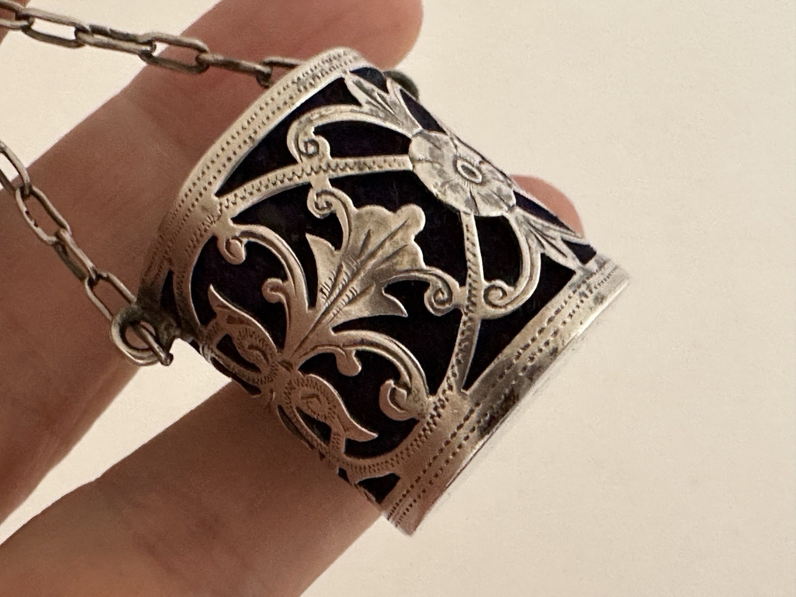 Victorian Solid Silver Chatelaine Thimble Holder Lawrence Emanuel c.1900