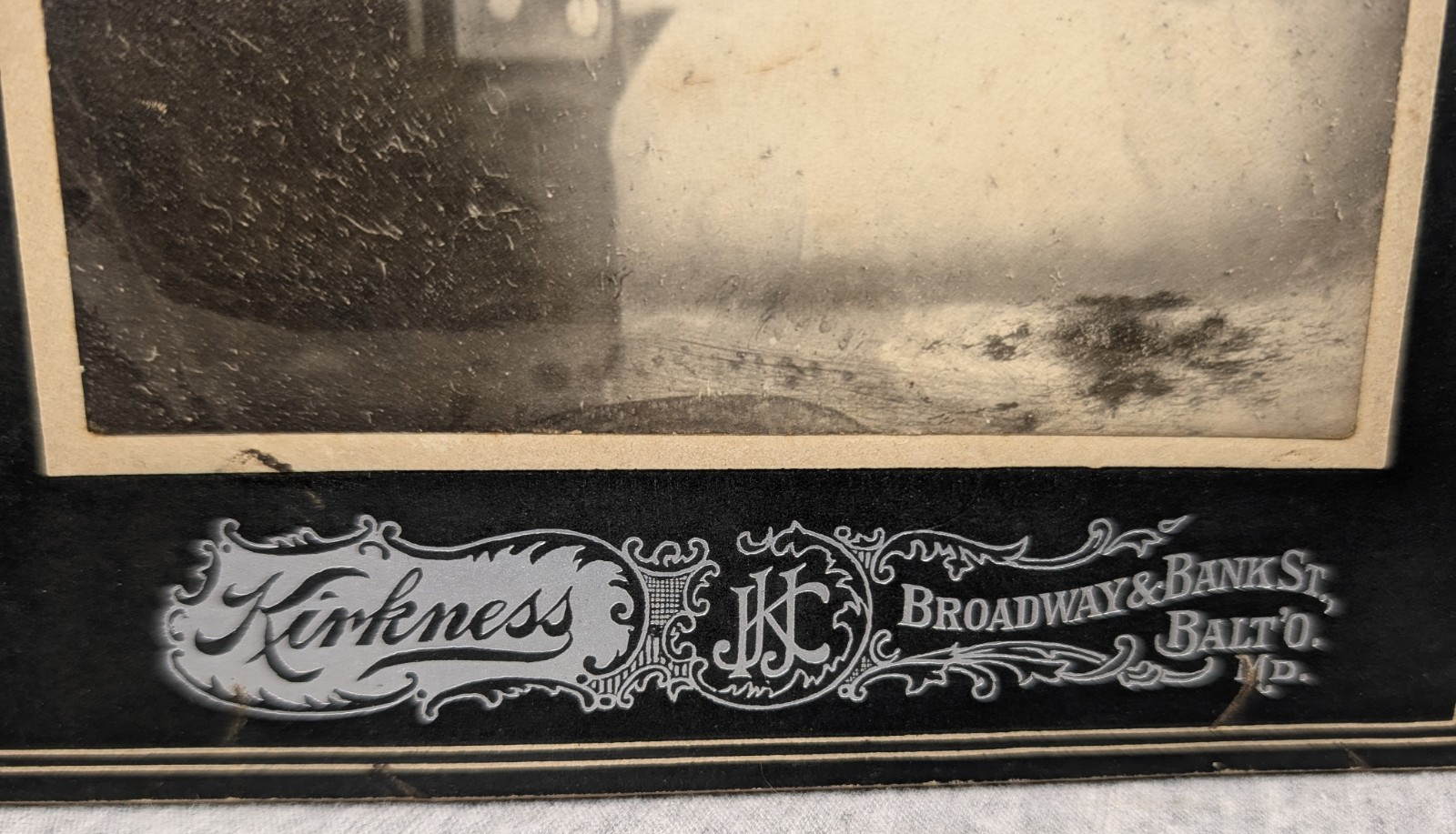Antique Man & Woman Cabinet Card Portrait Photo w Flutina Accordion Baltimore MD