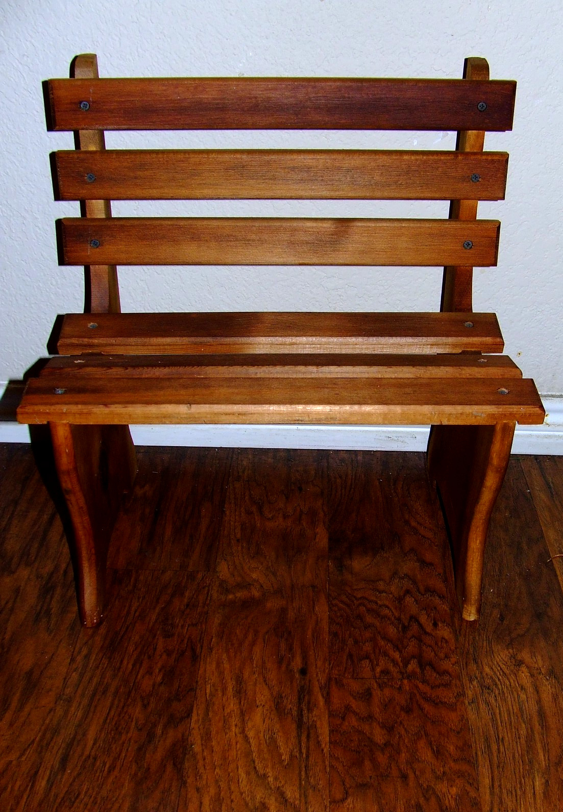 Vintage DOLL CHAIR PLANT BENCH Handcrafted Solid Oak Wood Indoor & Out