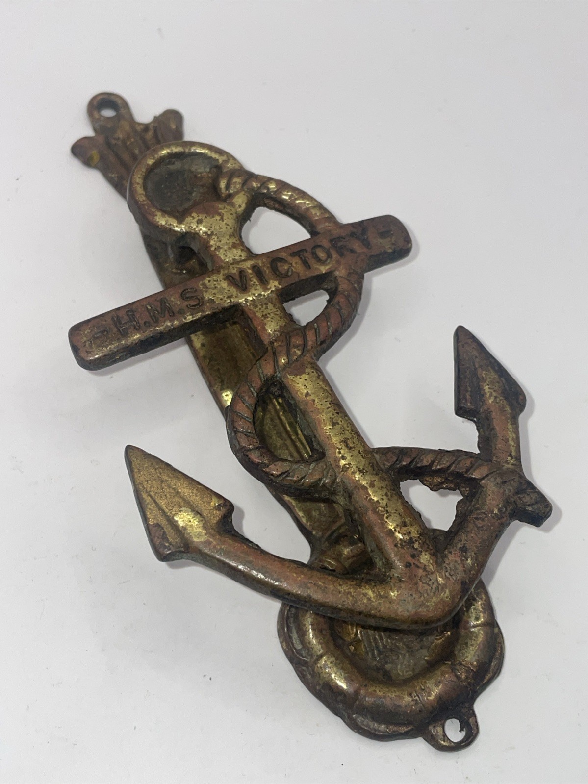 Reclaimed Brass HMS Victory Anchor Door Knocker Nautical Maritime 1930s-1950s