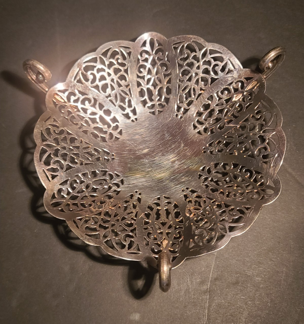 Poole Silver Co Pierced Silverplate Bowl with Handles