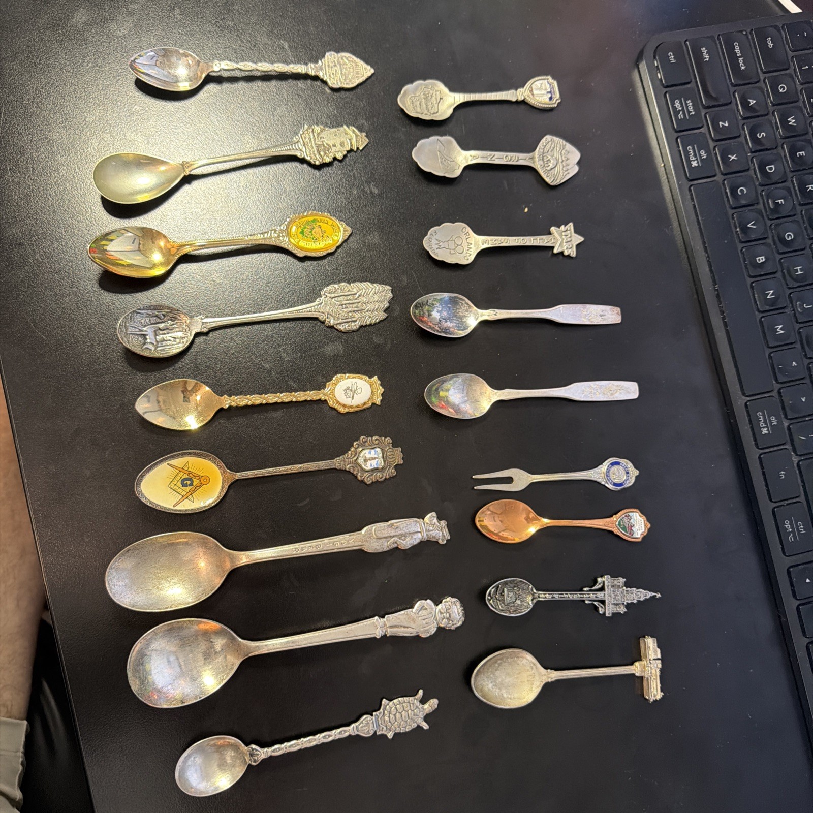 Vintage Souvenir Spoons (none Sterling) Copper, Pewter, Silver plate