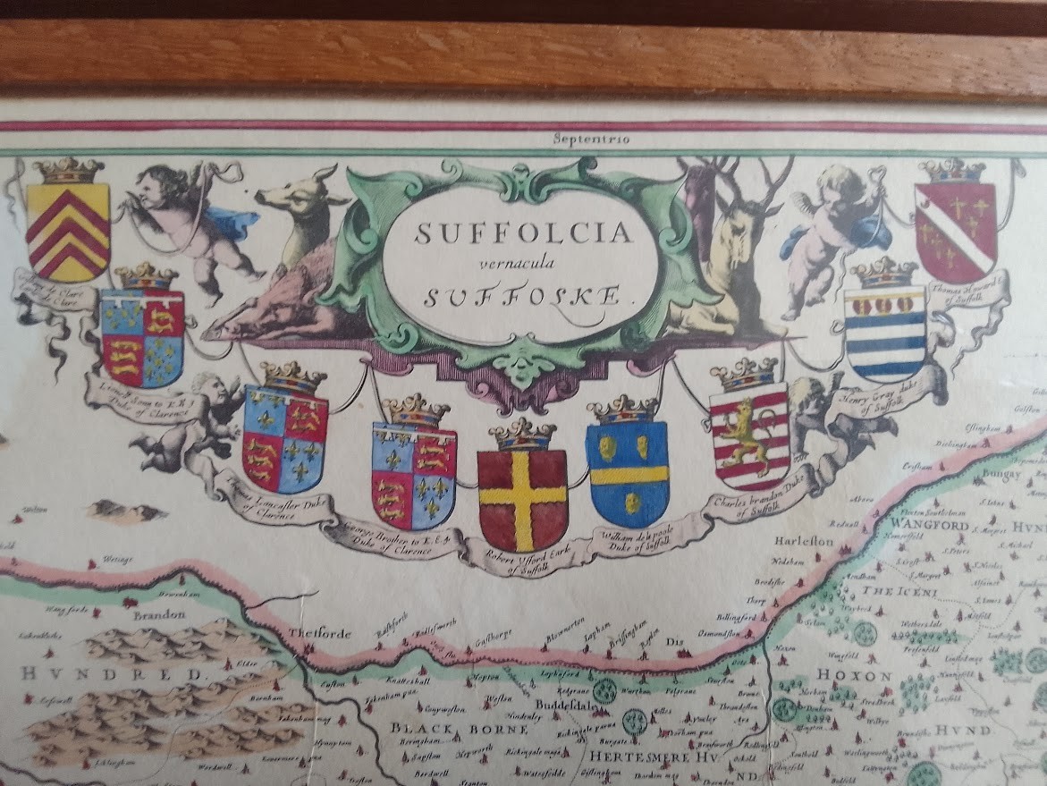 2 x Vintage c1646 Reprint Maps of Suffork and Hertfordsshire/Middlesex