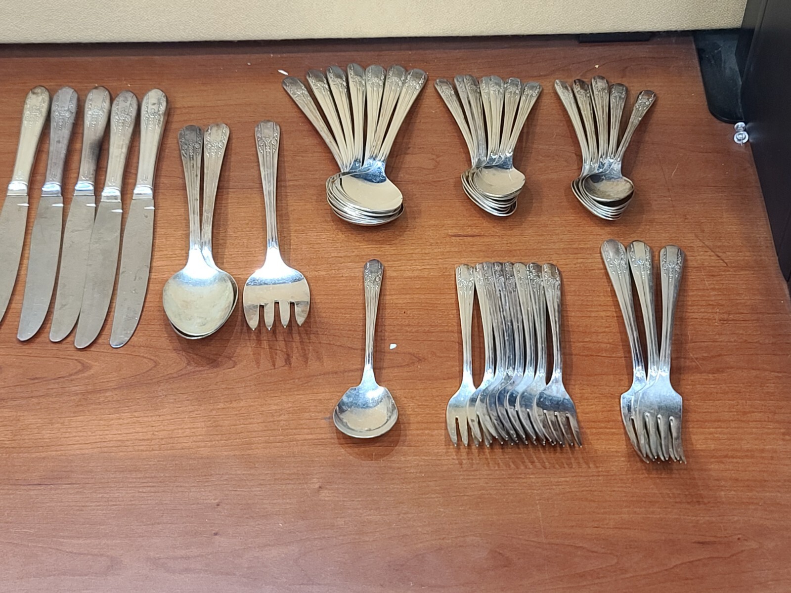 50 vintage wm Rogers Bros Silverplate REFLECTION & Priscilla/lady Ann silverware