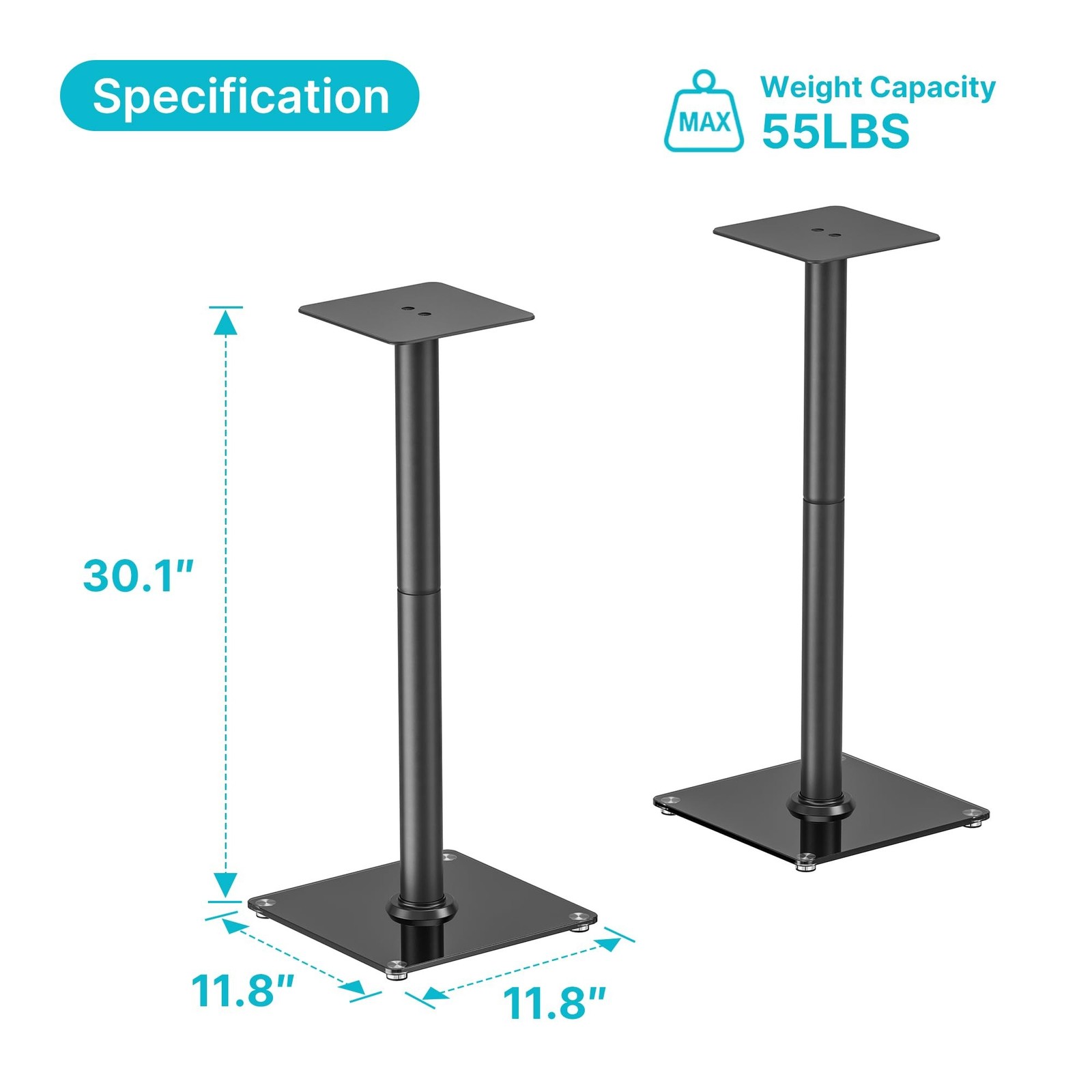PEGZONE Speaker Stands Pair for Surround Sound,55 LBS Capacity,30.1 inch Floo…