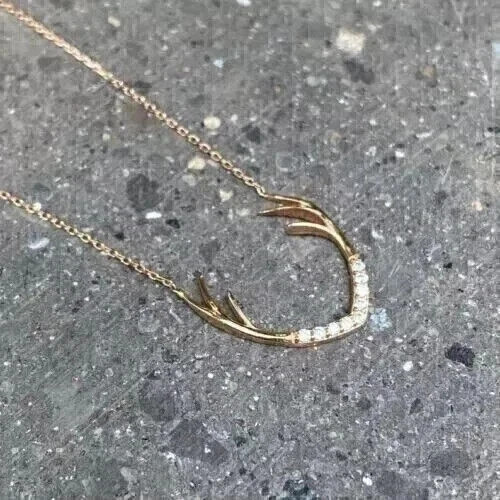 0.10Ct Round Lab Created Diamond Unique Women Pendant 14K Yellow Gold Plated