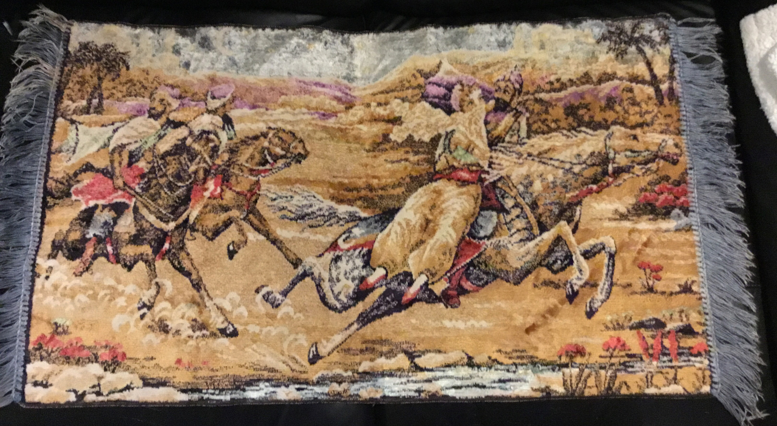 Vintage Arabian Nights Horse Romance Velvet Plush Rug Wall Art Carpet Tapestry