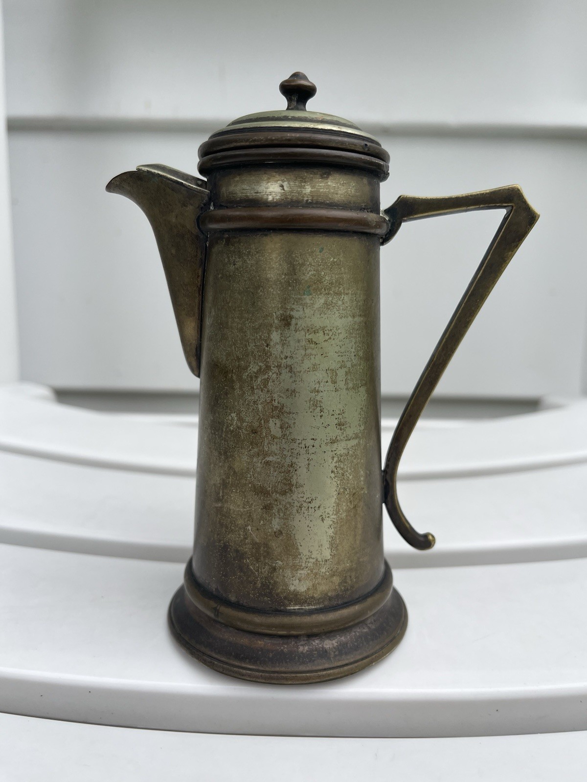 Vintage Sliver Plated/ Pewter / Brass Style Metal Coffe Pot Server Miniature
