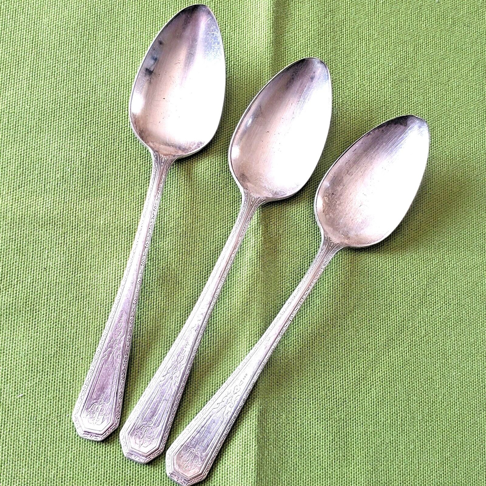 3 Teaspoons WM Rogers Mfg Silver Anniversary Pattern J C Penney Silverplate 1927