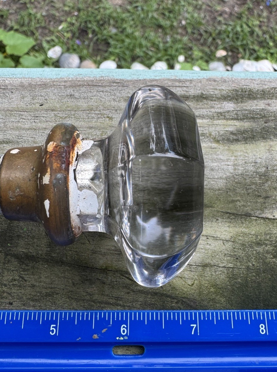 Pair (2) Awesome OLD ORNATE Crystal / Glass DOOR HANDLE KNOBS With Hardware