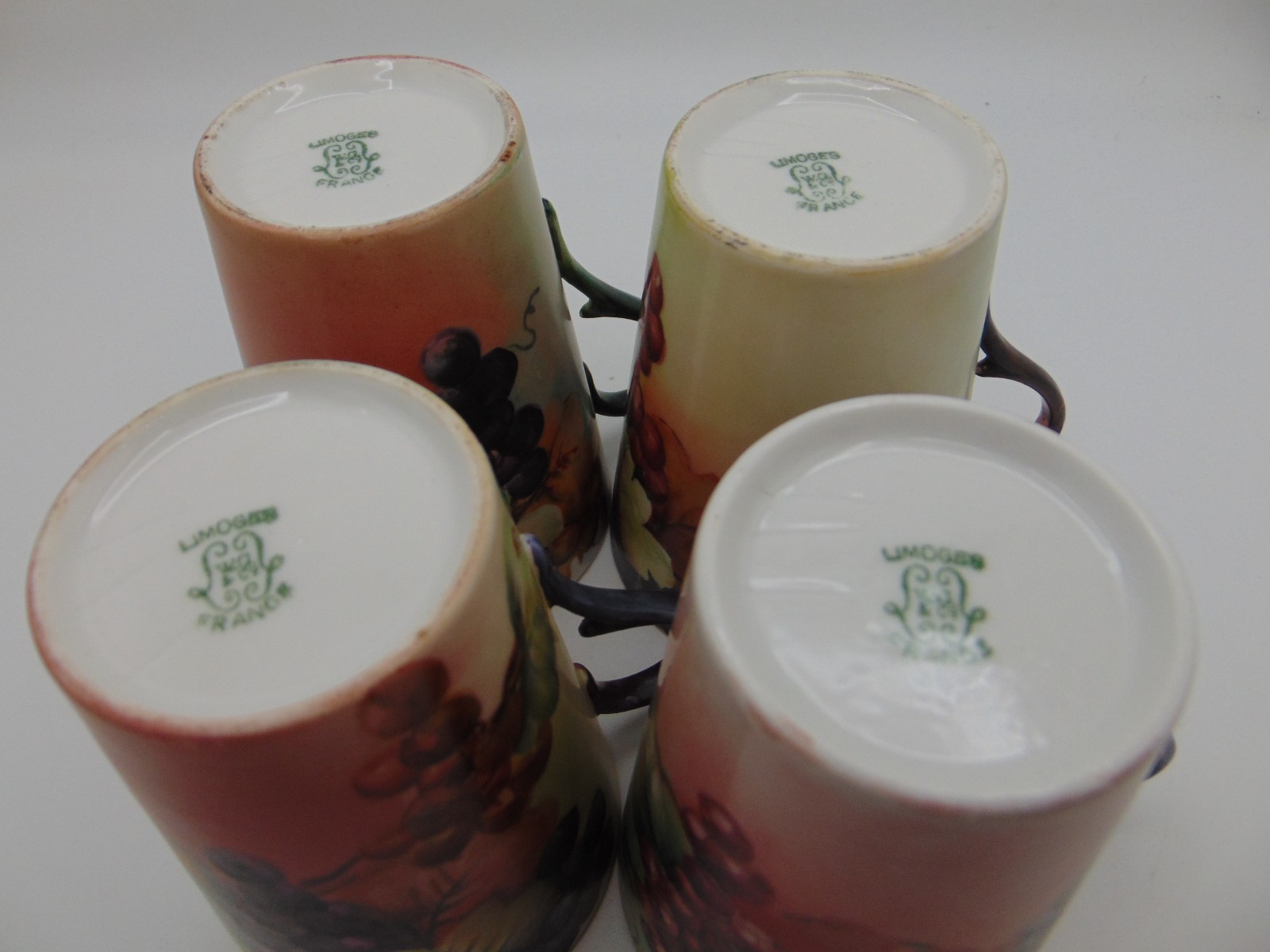 Antique WG Guérin Limoges Hand Painted Grape Cluster Cider Pitcher Cup / Mug Set
