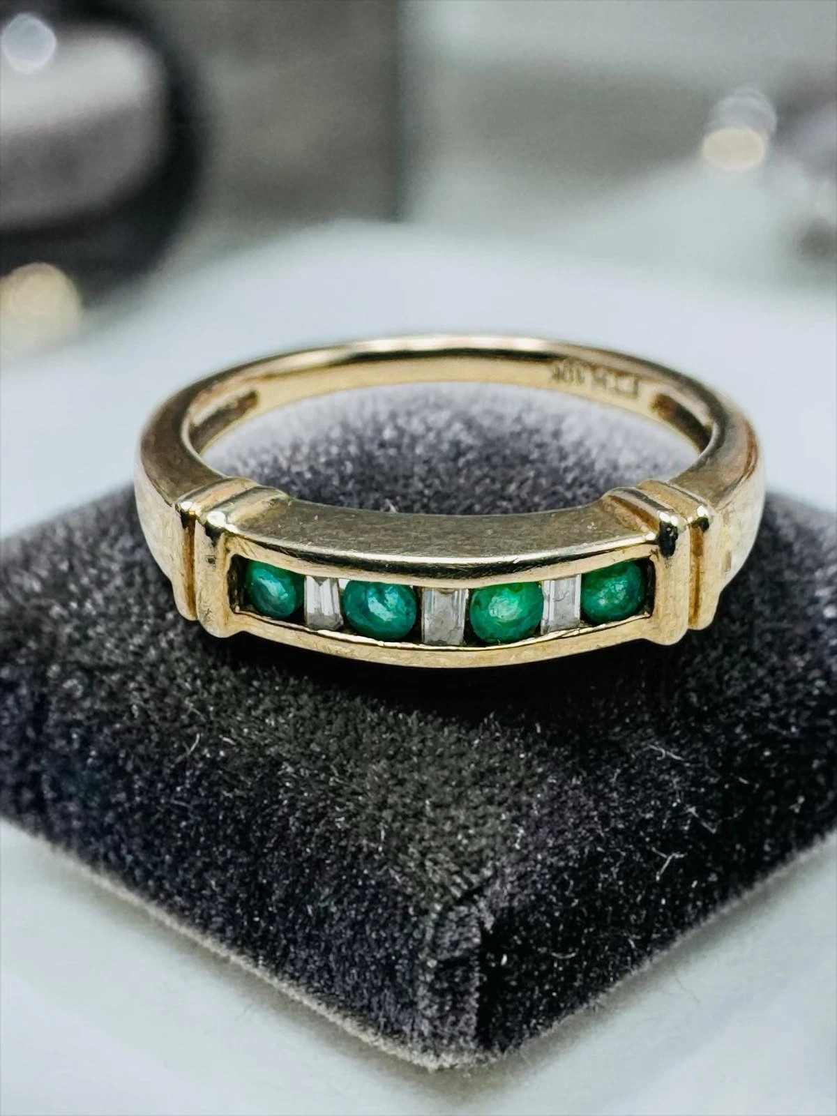 2Ct Round Cut Lab Created Green Emerald Engagement Ring 14k Yellow Gold Plated