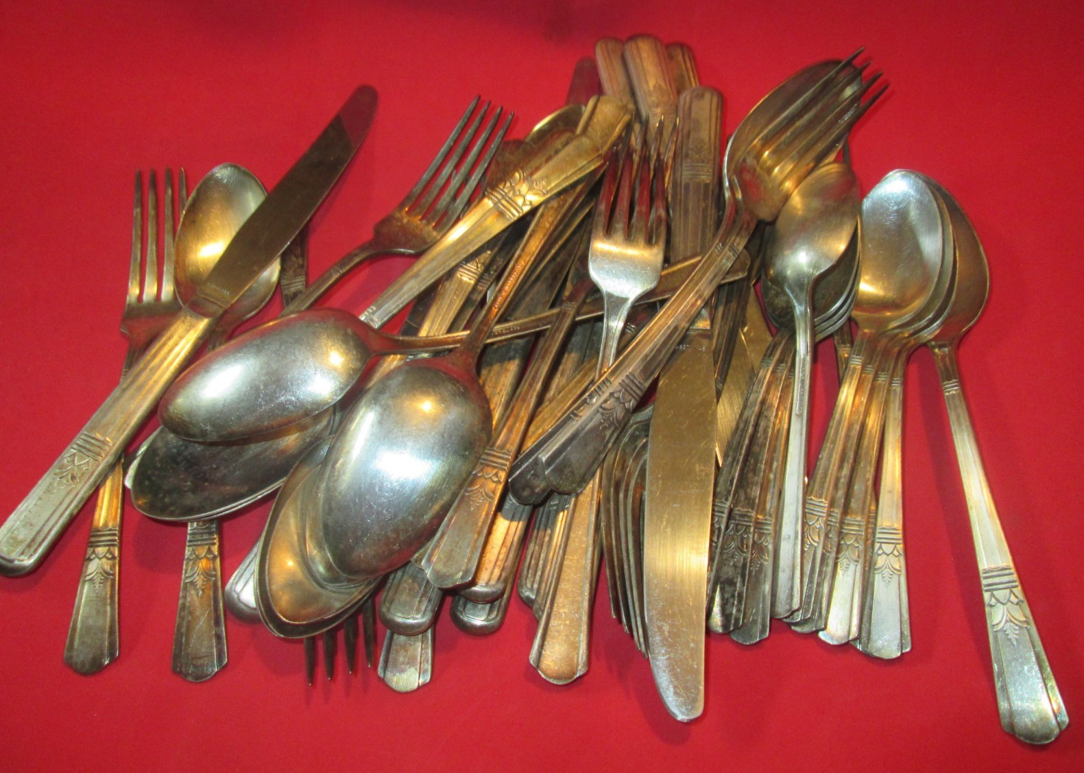 48 PC Court silverplate COURT pattern SPOON FORK KNIFE flatware 1939 ANTIQUE