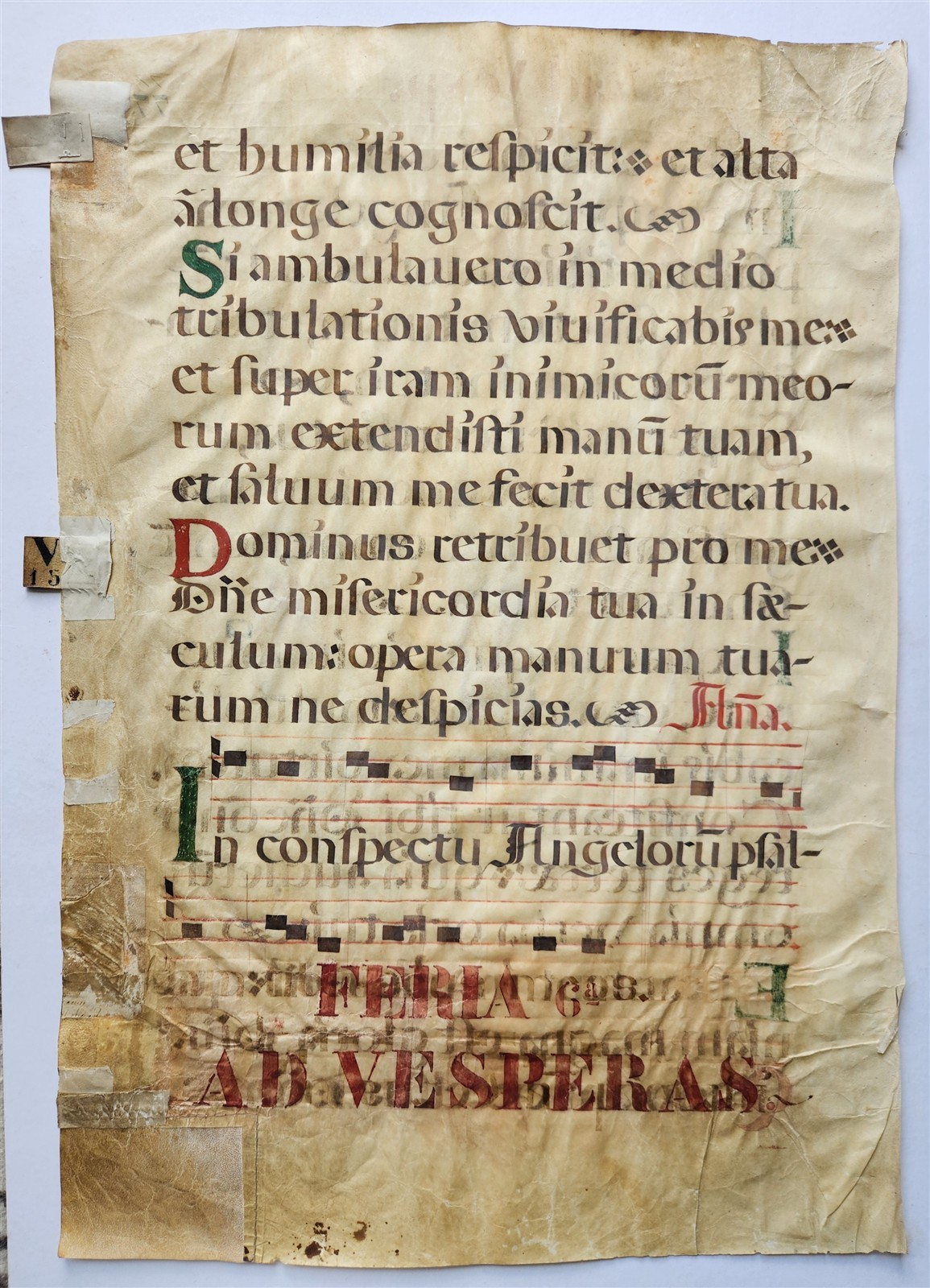 16th century ANTIPHONAL VELLUM MANUSCRIPT antique LITURGICAL TEXT in LATIN 18×27
