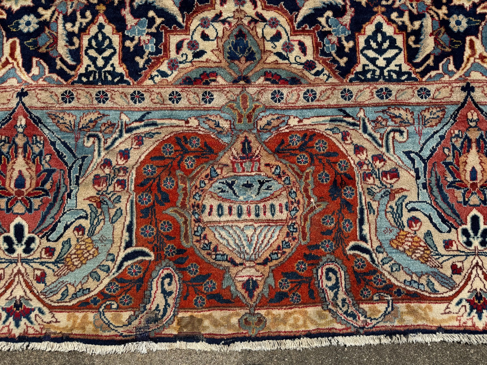 BIG BLUE ANTIQUE ORIENTAL RUG 10×13 handmade wool handknotted vintage fine 10×14