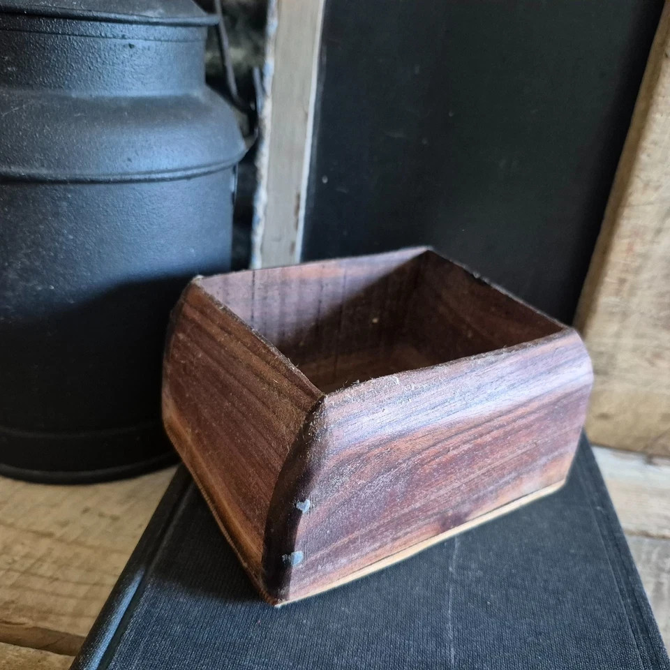 Primitive Rustic Contemporary Walnut Wood Trinket Box