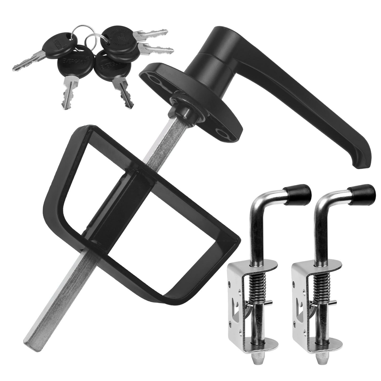 Double Door Shed Hardware Kit – Includes Barrel L-Type Two-Piece Set, Black