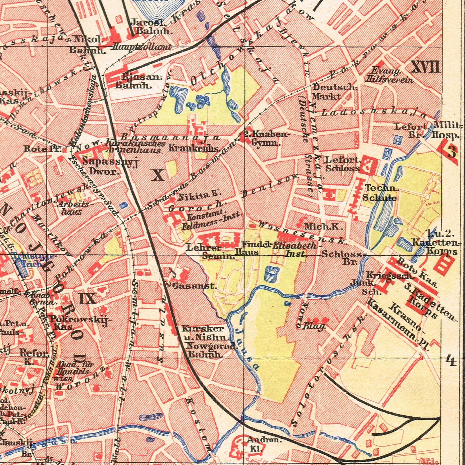MOSCOW dated Dec. 1906 Москва Original Antique map RUSSIA Россия KREMLIN plan