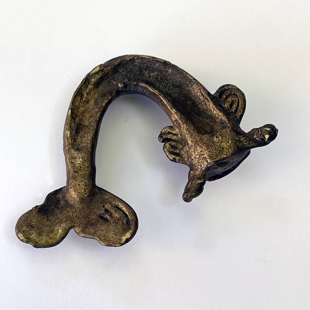 AFRICAN GOLD WEIGHT MUD FISH BRONZE ASHANTI GHANA WEST AFRICA 20TH C.