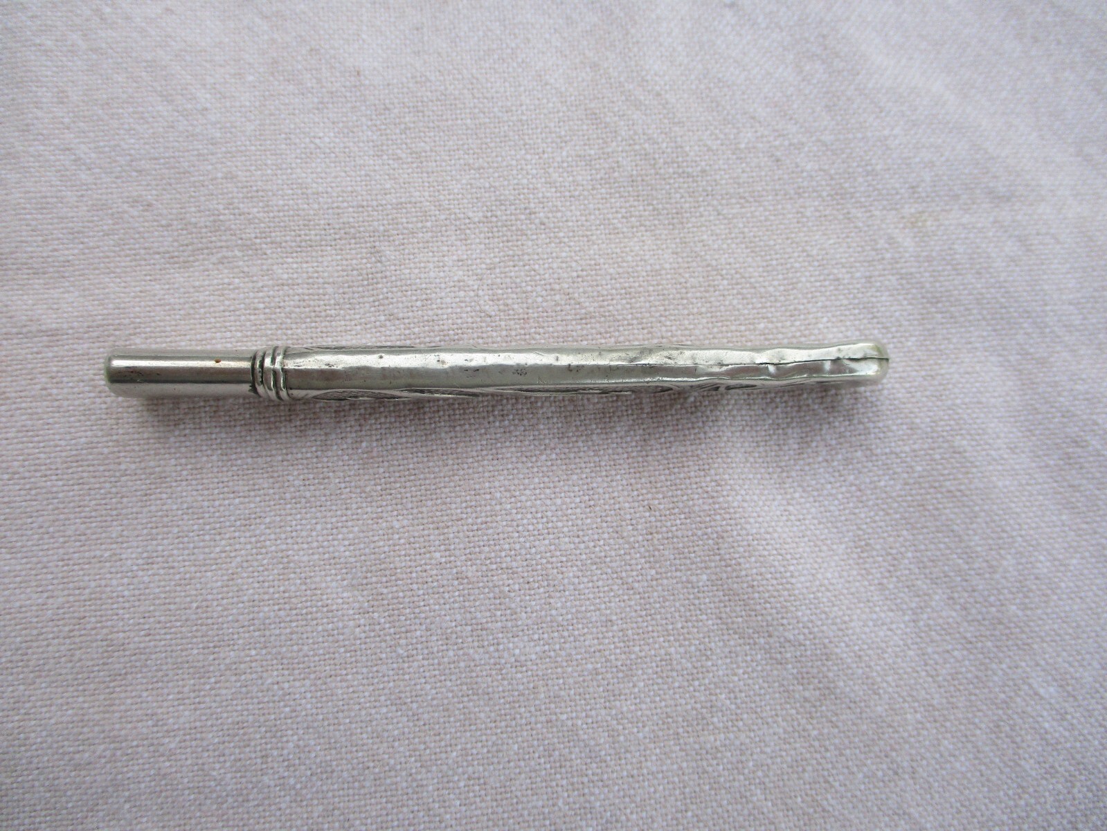 ANTIQUE FRENCH SOLID SILVER GUILLOCHE PENCIL HOLDER ART NOUVEAU MISTLETOE XIXthC