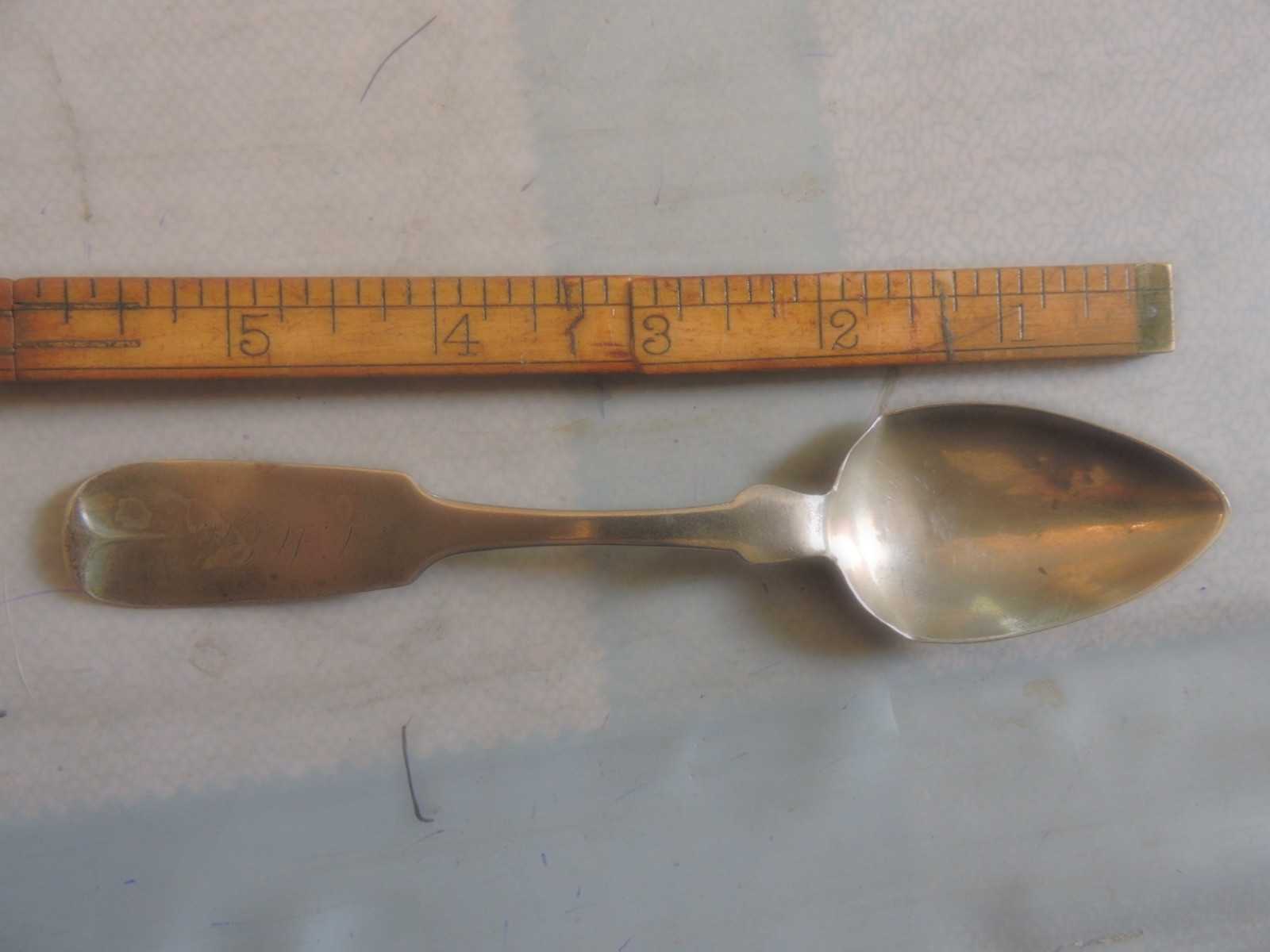 ca. 1830 Rare coin silver spoon made by C. Benedict of 28 BOWERY New York City