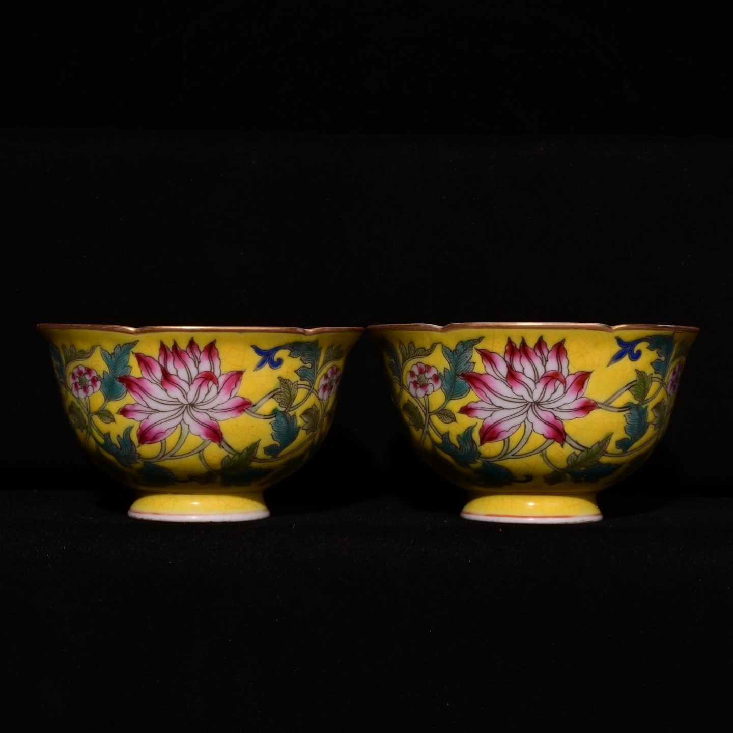 A Pair Nice Chinese Antqiue Art Hand Painting Colour Enamels PorcelainPlants Cup