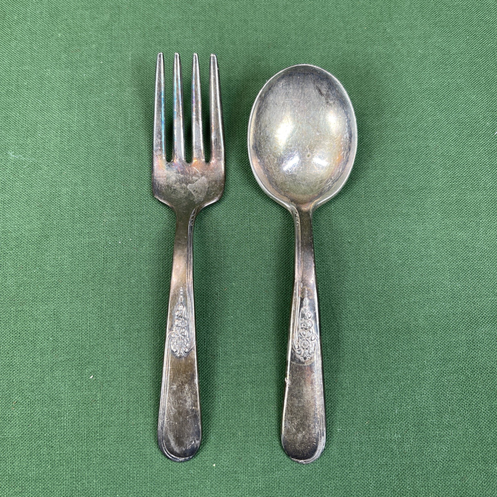 Vintage Holmes & Edwards Silverplate Baby Toddler Fork and Spoon Set