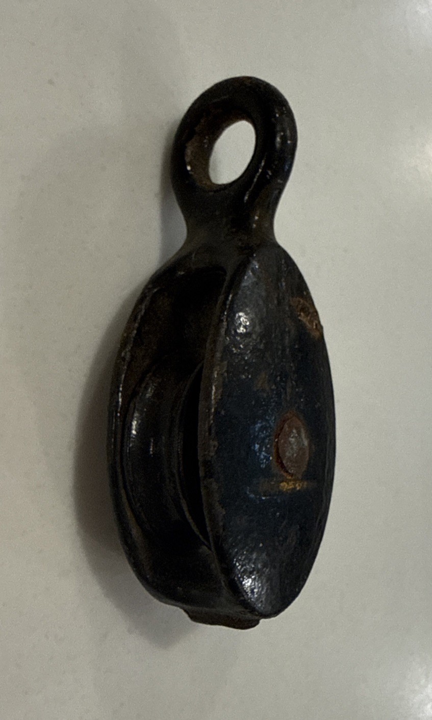 Antique Single Wheel Black Cast Iron Pulley-Small 2 & 1/2 Inches